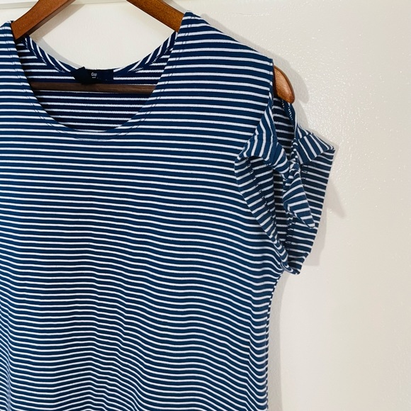 Gap M Blue White Striped Short Sleeve Dress Coverup Beach - Picture 4 of 9